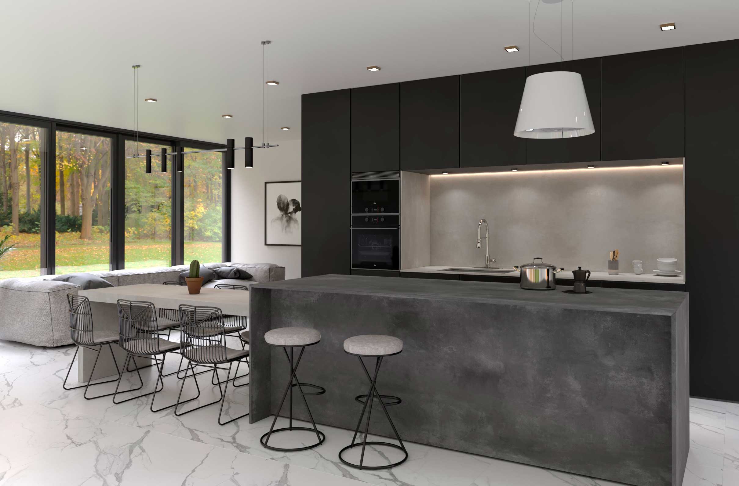 Cuisson invisible Cement Grey : Esthétique moderne.